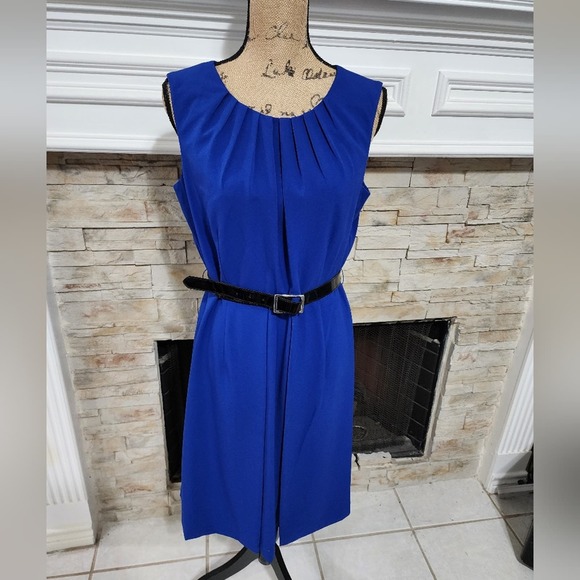 Jones Wear royal blue 50s 60s‎ vibes belted dress size 12 - Picture 1 of 6